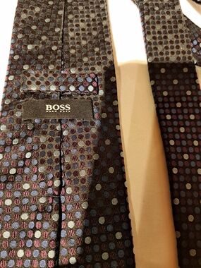 BOSS Hugo Boss Polka Dot Silk Tie - Navy with Blue & Purple Dots